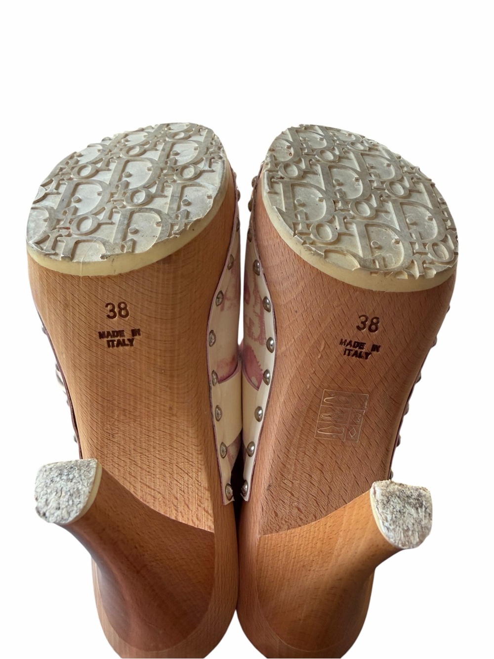 Vintage Christian Dior Cherry Blossom Diorissimo Platform Clogs Mules 38 US 7.5 - Picture 8 of 10
